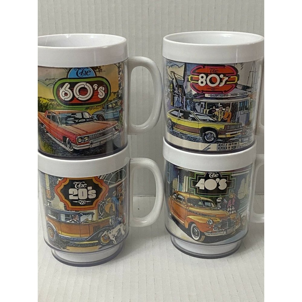 Chevrolet Vtg Cars Thermo Serv‎ Mugs 1910s/20s  30s/40s 50/60s  70s/80s Set of 4
